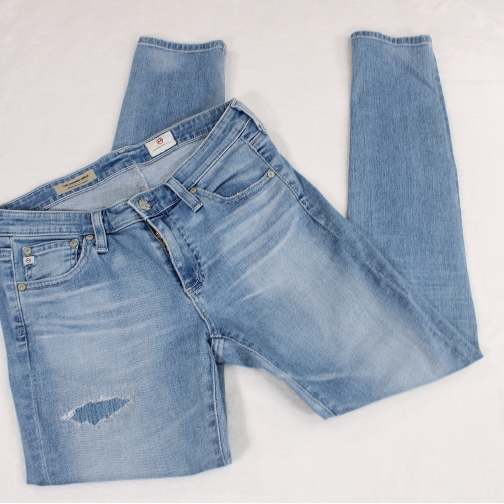 AG Adriano Goldschmied The Legging Ankle Distressed‎ Skinny Jeans Blue 27R 4